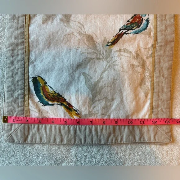 Birds Botanical Patterned Table Runner, Beige Autumn Colors. 68 x 13.5 - Picture 5 of 6
